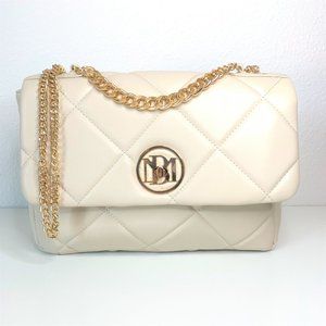 Badgley Mischka Quilted Bag Cross Body Cream Med.